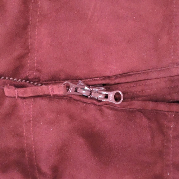 LL BEAN Microsuede Goose Down Quilted Maroon Coat Parka Jacket - Picture 6 of 8